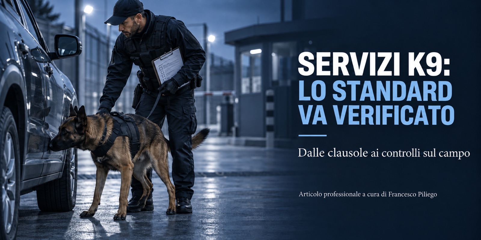 Servizi K9: lo standard va verificato dalle clausole ai controlli sul campo